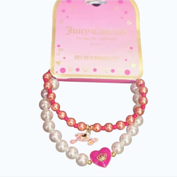 Juicy Couture Script Logo & Heart Crown Charm Beaded Bracelet Trio - Picture 2 of 4